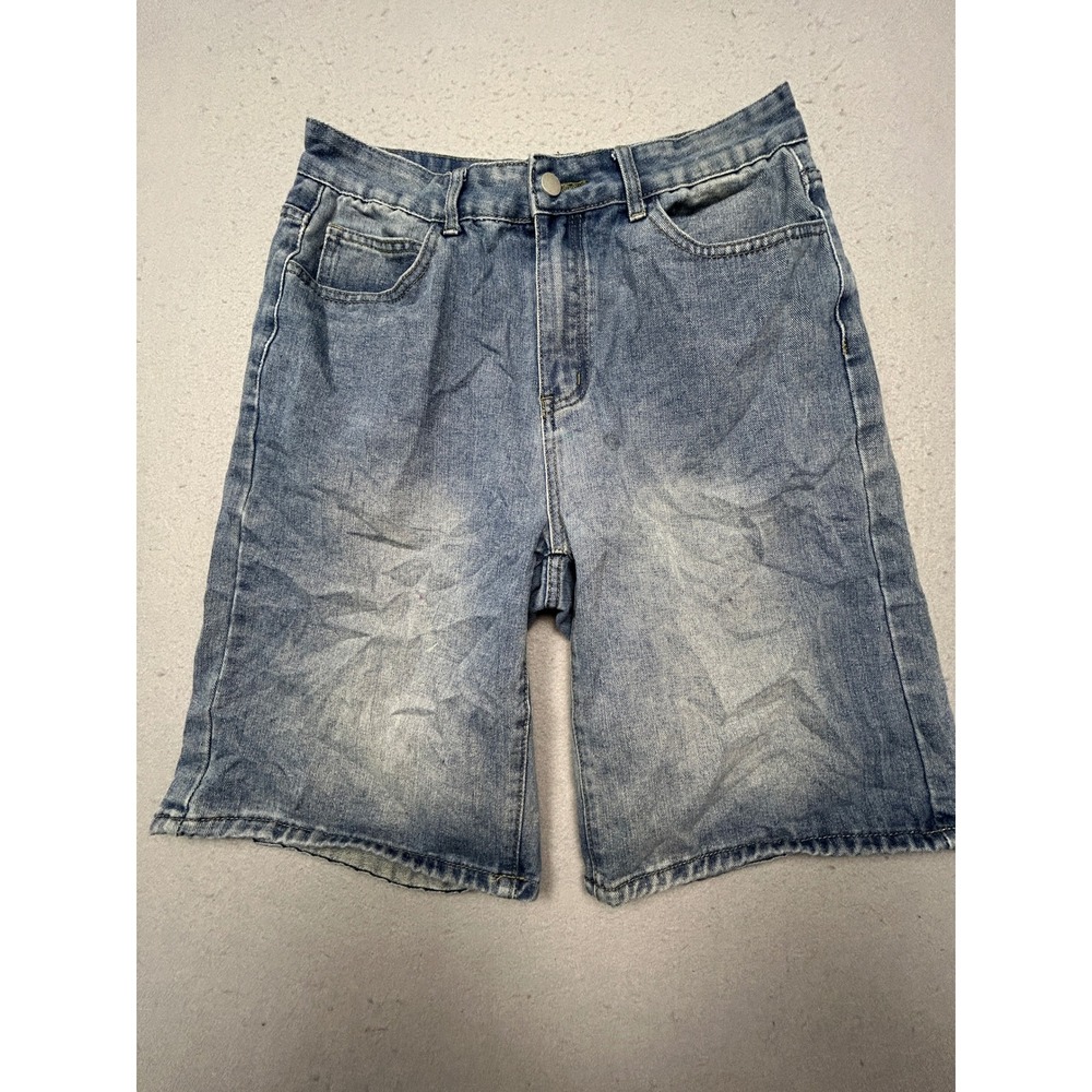 ROMWE Denim Shorts Cotton Blue Skull Embroidered Size Large W31 Womens